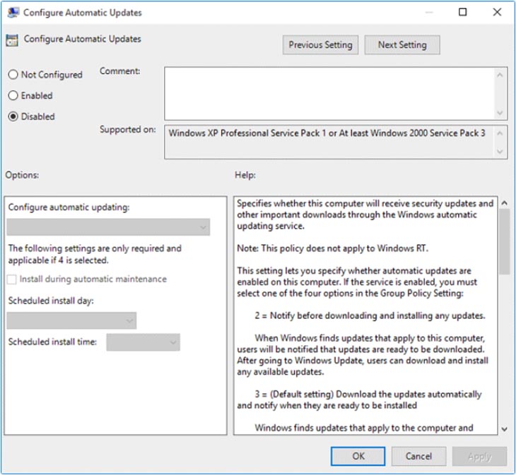 Tắt cập nhật Windows 10 bằng Group Policy Editor